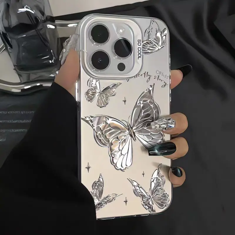 Silver Stamping Butterfly Phone Case 拷贝